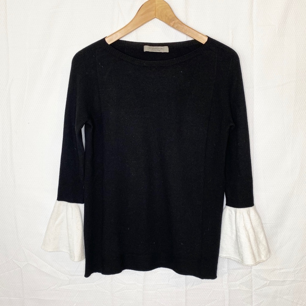 D.‎ Exterior Extra Fine Wool Black Tunic Sweater Medium Holiday Old Money